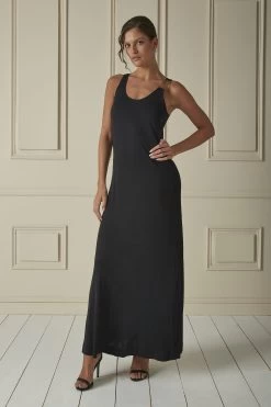 Fashion clothing 17 FENDI Black Logo Maxi Dress