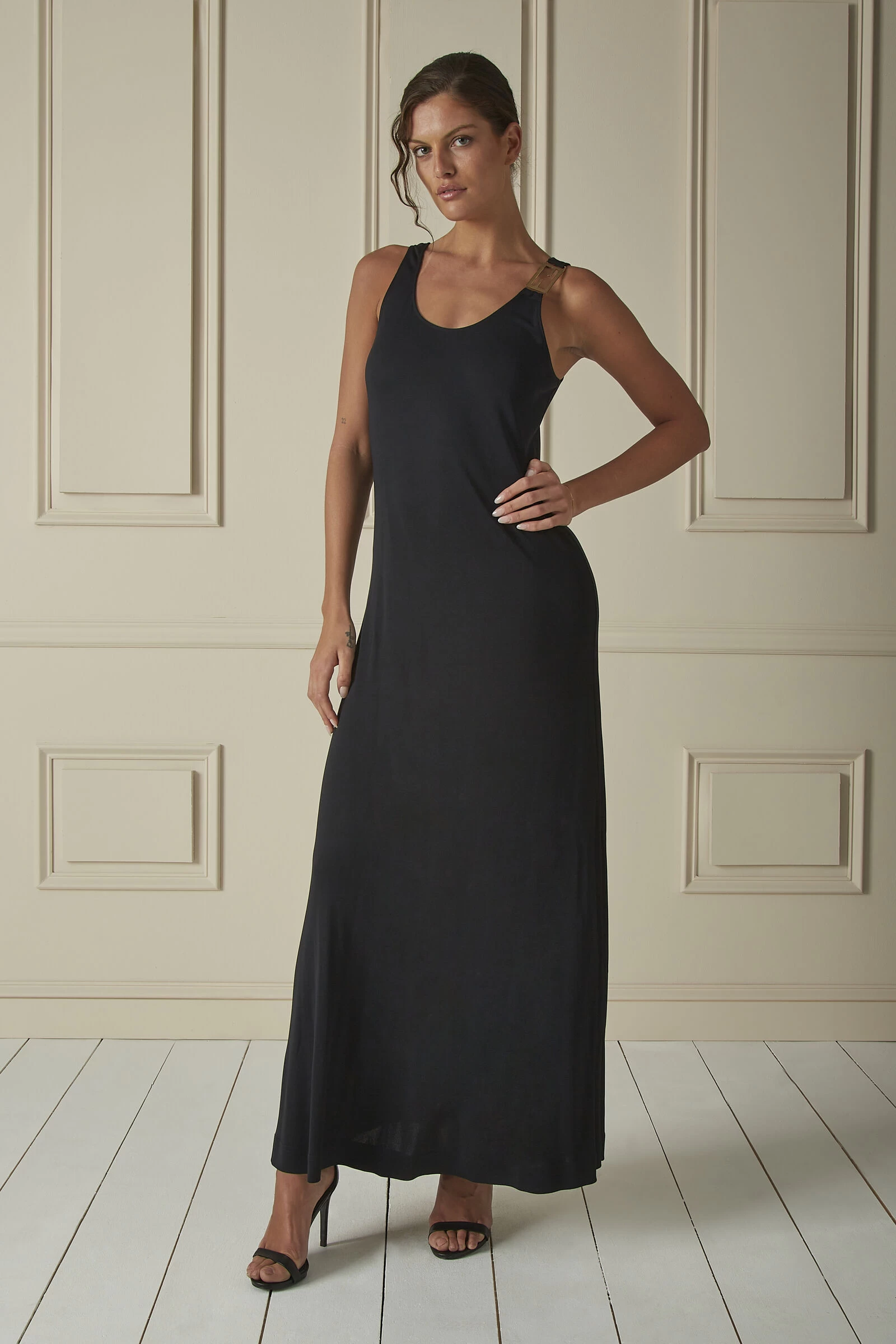 FENDI Black Logo Maxi Dress 1 FENDI Black Logo Maxi Dress