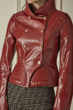 FENDI Red Goat Leather Moto Jacket -Fashion clothing 60FDW 035 3
