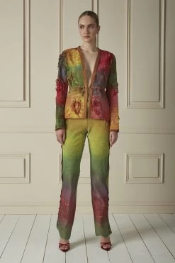FENDI Multicolor Fringed Tapestry Jacket & Pant Set