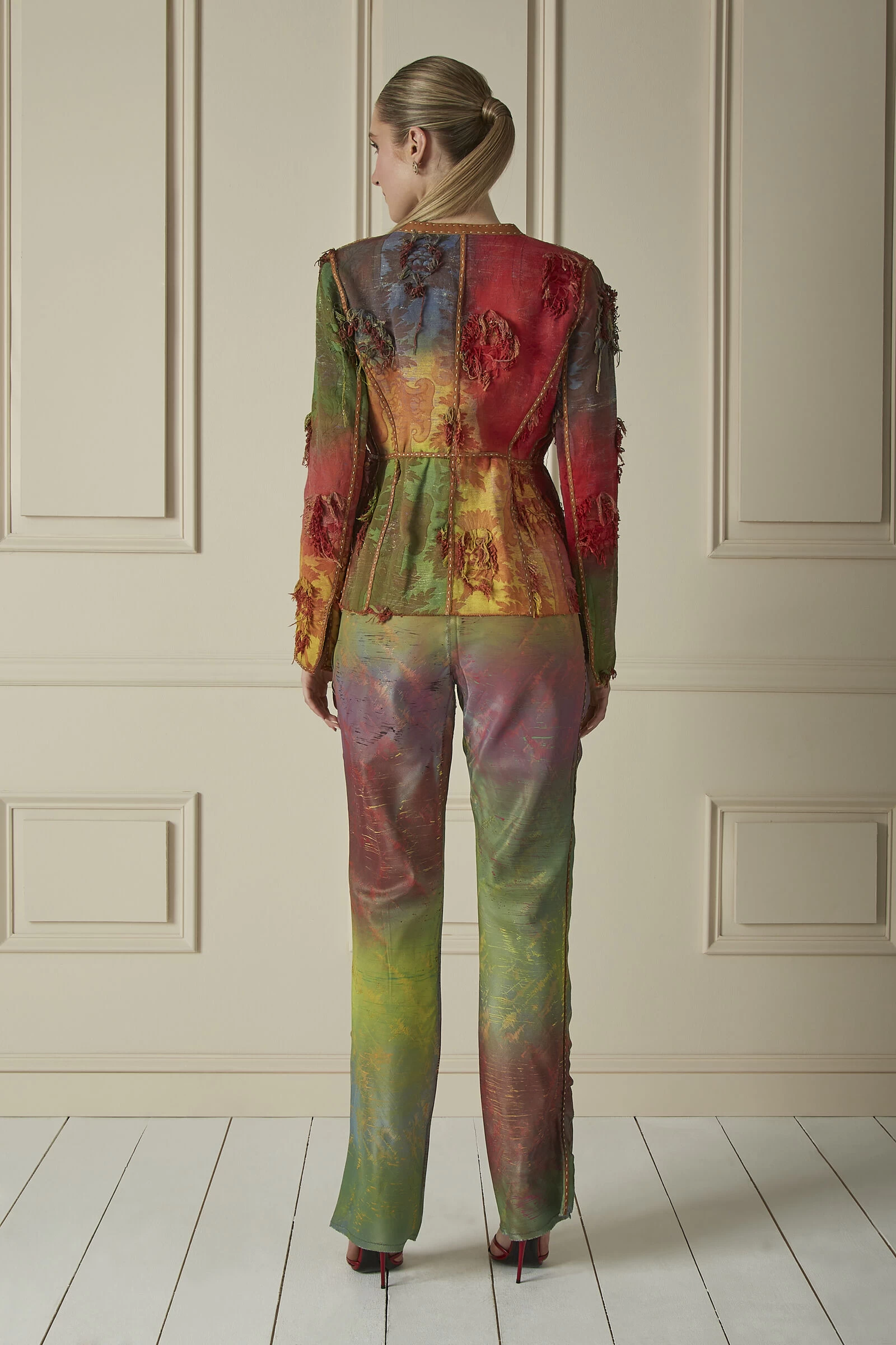 FENDI Multicolor Fringed Tapestry Jacket & Pant Set 2 FENDI Multicolor Fringed Tapestry Jacket & Pant Set - Image 2