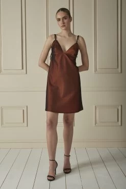 FENDI Orange Mesh Neoprene Mini Dress