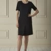 Black Wool Zippered Shift Dress