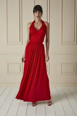 Red Two-Piece Skirt Set