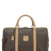 Celine Brown Coated Canvas Macadam Boston Bag