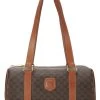 Celine Brown Coated Canvas Macadam Barrel Bag
