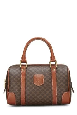 Celine Brown Coated Canvas Macadam Handle Bag