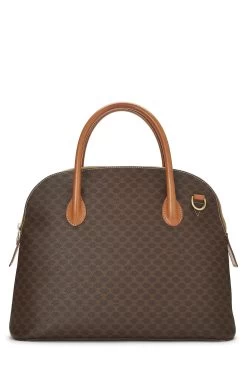 Celine Brown Macadam Coated Canvas Handbag