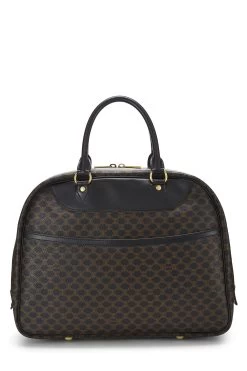 Celine Black & Brown Coated Canvas Macadam Handbag