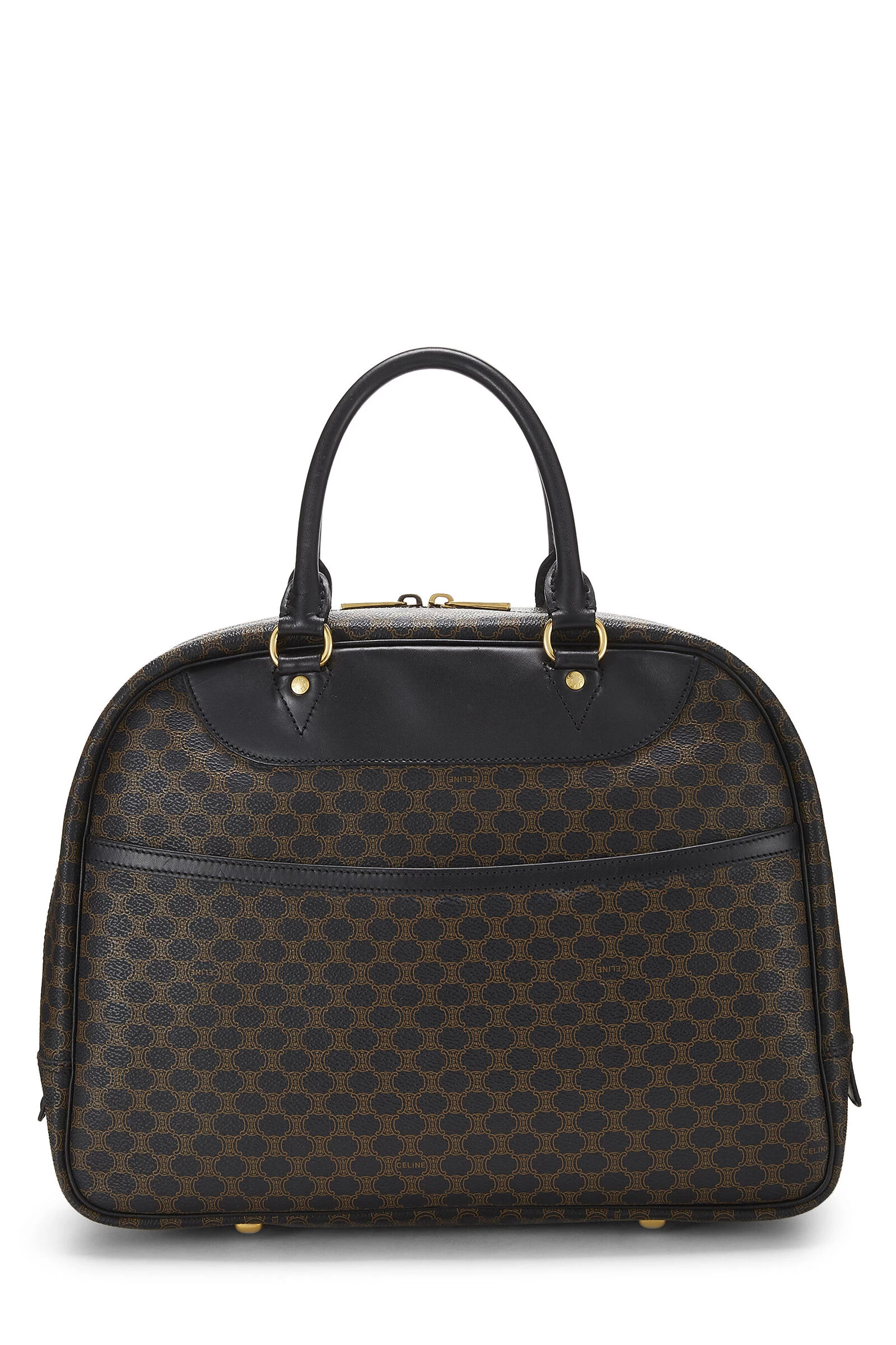 Celine Black & Brown Coated Canvas Macadam Handbag 1 Celine Black & Brown Coated Canvas Macadam Handbag