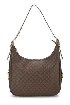 Celine Brown Coated Canvas Macadam Shoulder Bag