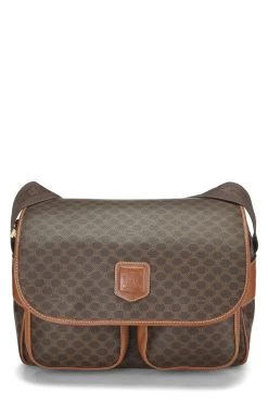 Celine Brown Macadam Coated Canvas Messenger Bag