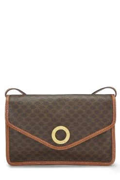 Celine Brown Macadam Coated Canvas Crossbody Bag