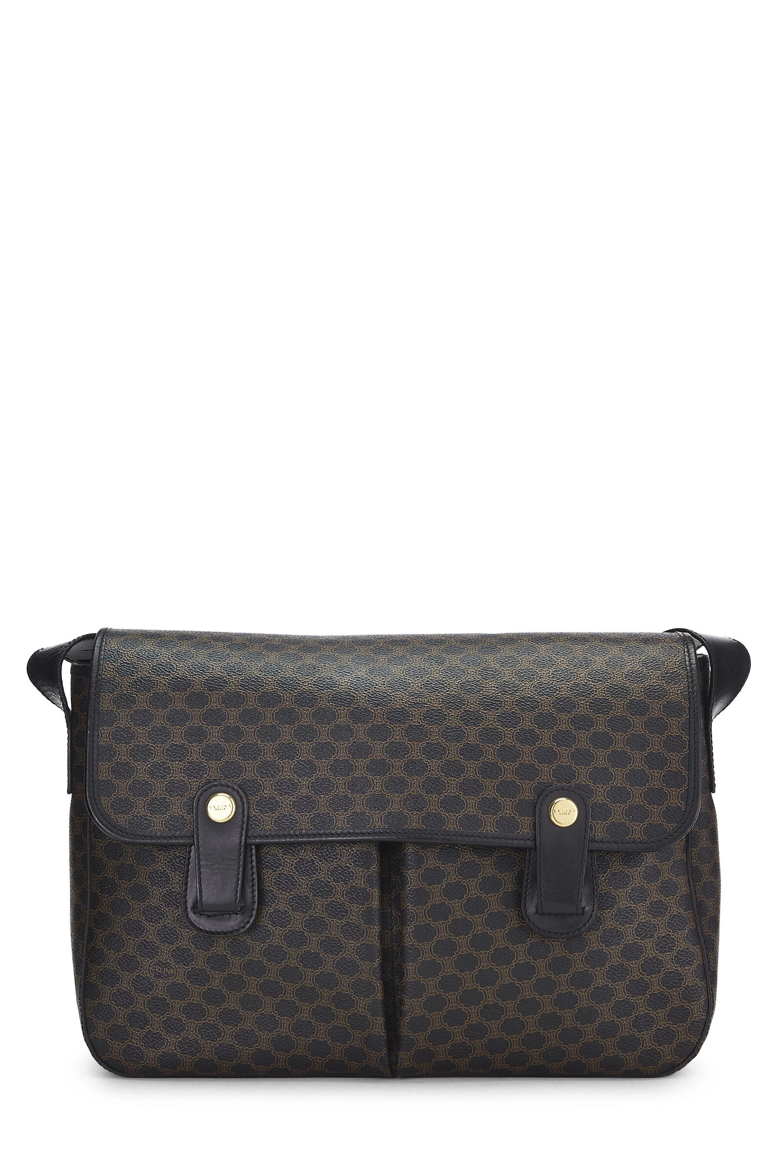 Celine Black & Brown Coated Canvas Macadam Messenger Bag 1 Celine Black & Brown Coated Canvas Macadam Messenger Bag