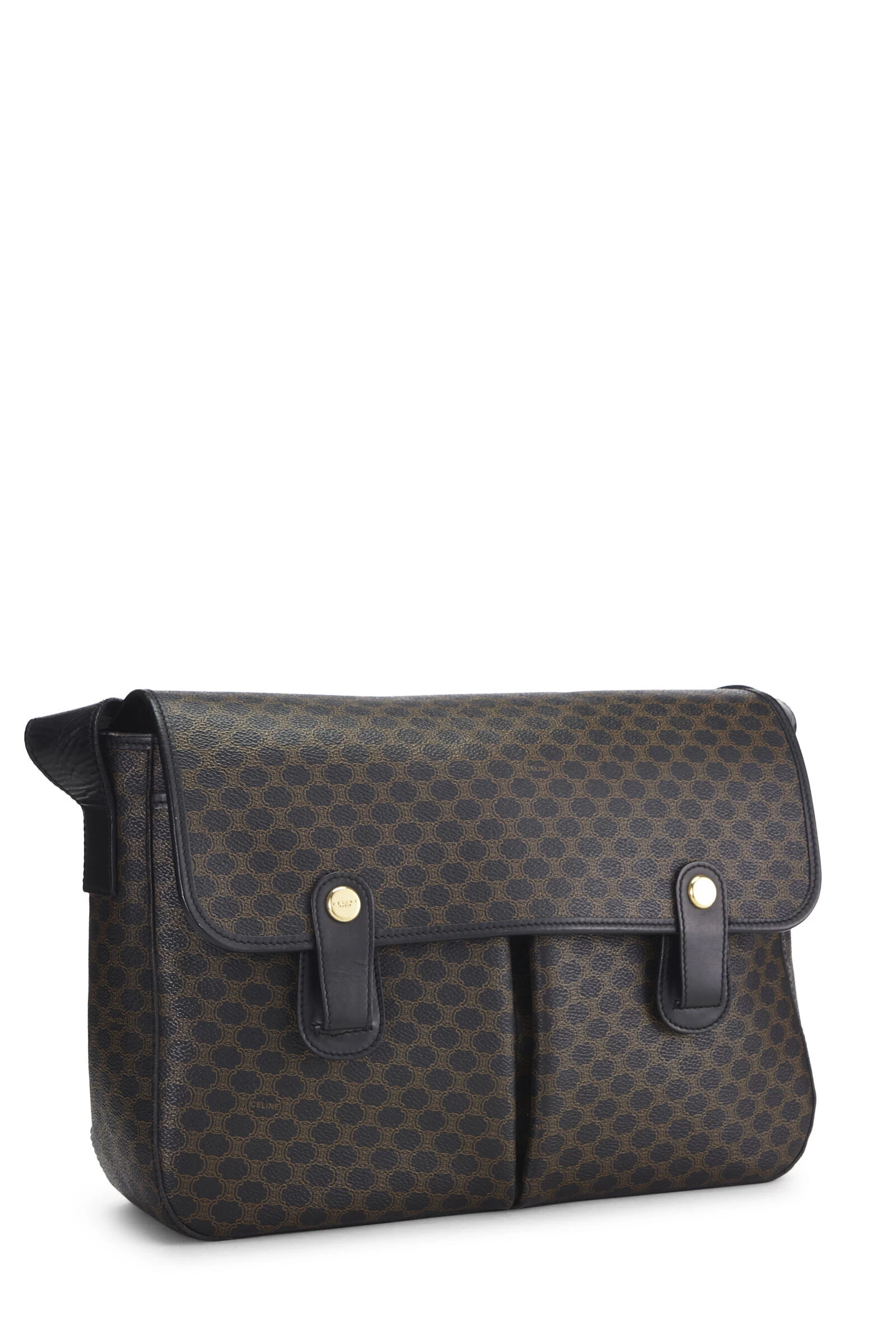 Celine Black & Brown Coated Canvas Macadam Messenger Bag 2 Celine Black & Brown Coated Canvas Macadam Messenger Bag - Image 2