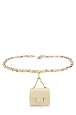 Chanel Beige Quilted Lambskin Belt Bag Micro
