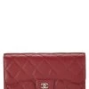 Chanel Red Quilted Caviar Classic Long Flap Wallet