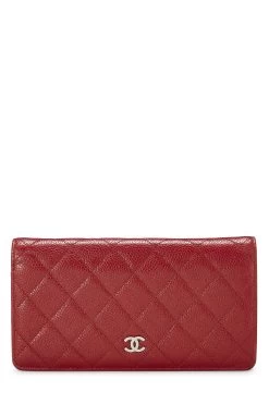 Chanel Red Quilted Caviar Long Flap Wallet