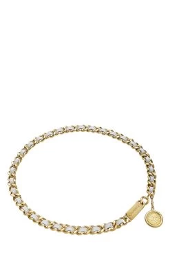 Chanel Gold & White Leather Medallion Chain Belt