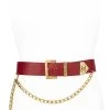 Chanel Red Leather Waist Belt 85