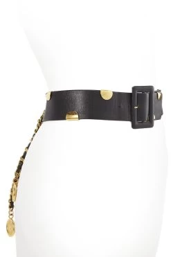 Chanel Black Leather & Chain Waist Belt 70 -Fashion clothing Q6A04I1LKB013 2