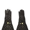 Chanel Brown Quilted Lambskin Gloves