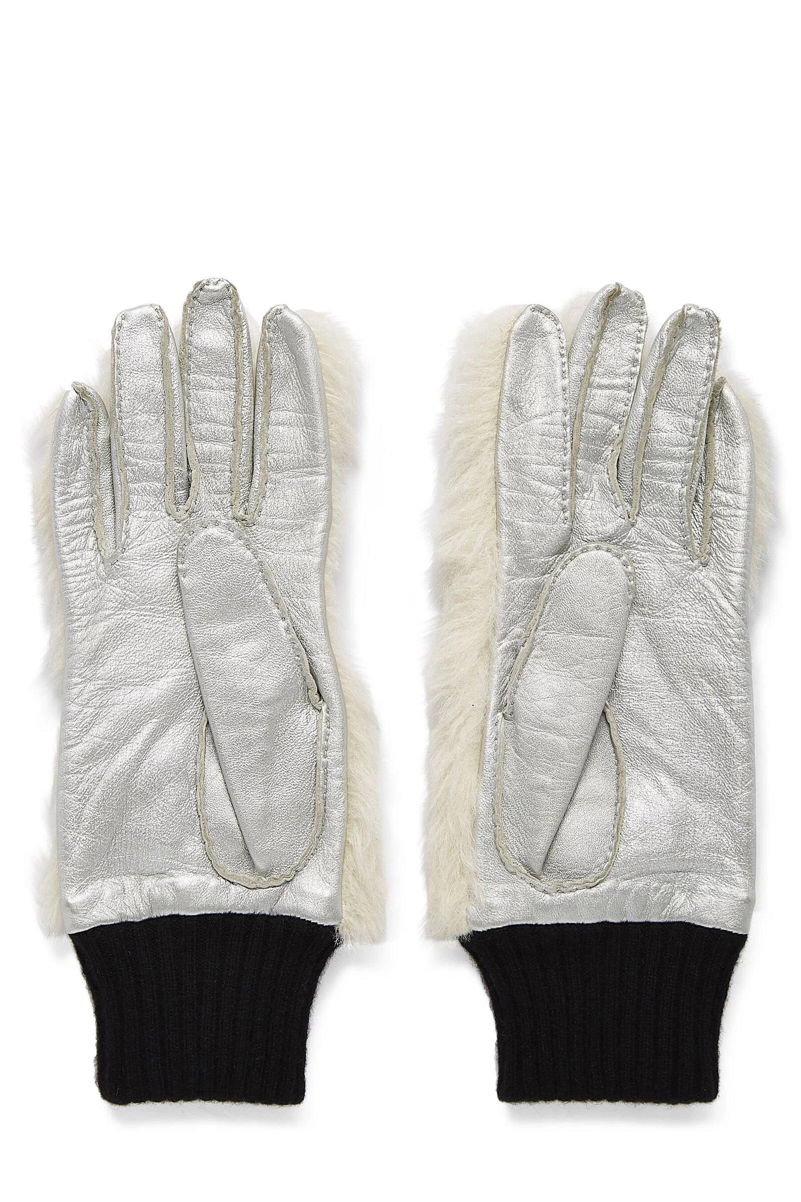 Chanel White Faux Fur 'CC' Gloves 2 Chanel White Faux Fur 'CC' Gloves - Image 2