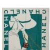 Chanel White & Green Silk Motif Scarf
