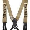 Chanel Beige Elastic Logo Suspenders