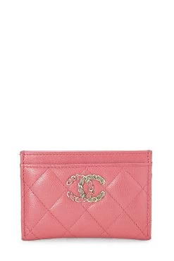 Chanel Pink Quilted Caviar Card Holder