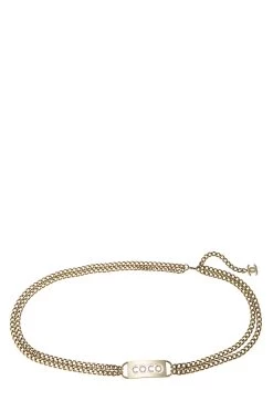 Chanel Gold & Pink Crystal Coco Chain Belt