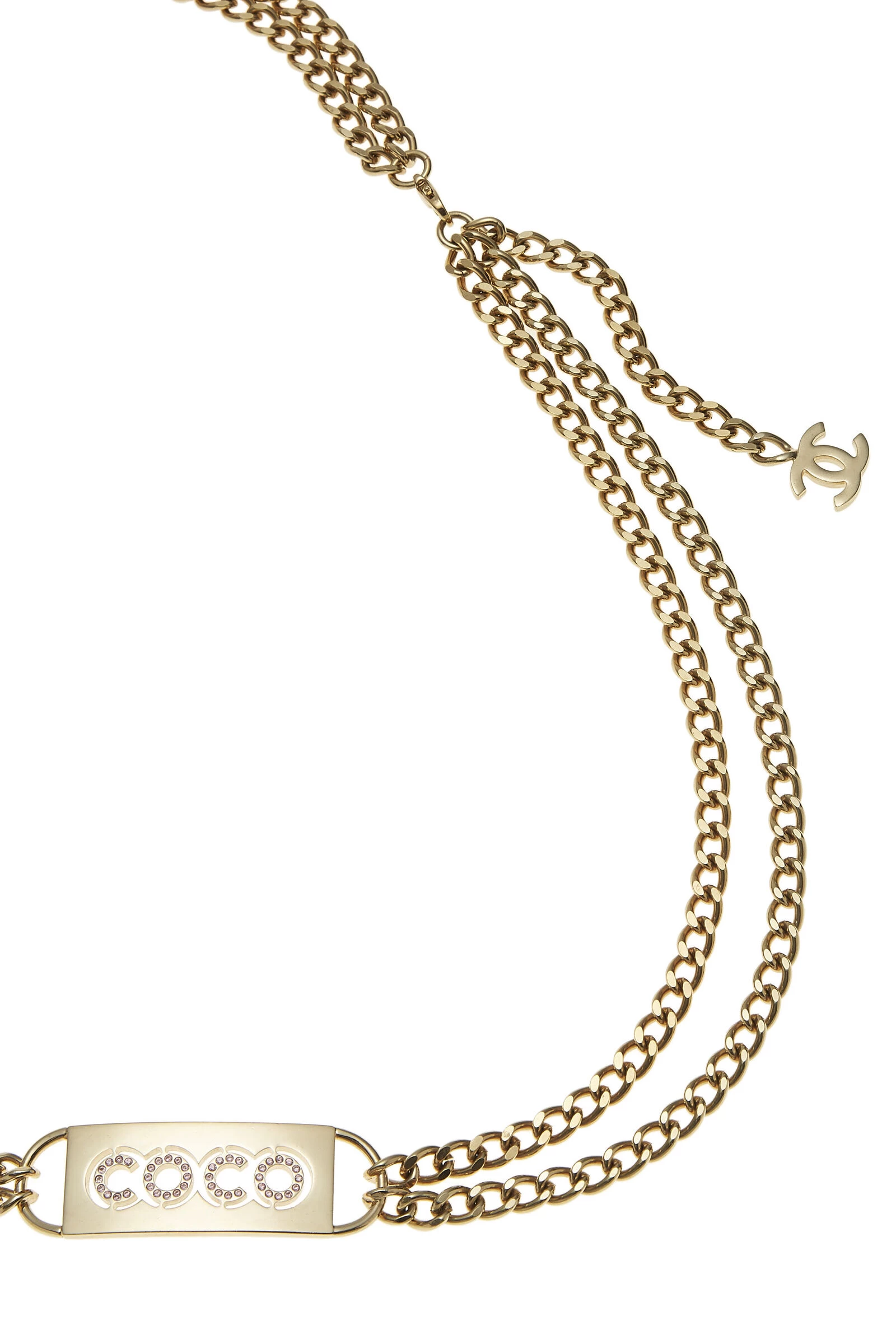 Chanel Gold & Pink Crystal Coco Chain Belt 2 Chanel Gold & Pink Crystal Coco Chain Belt - Image 2