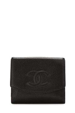Chanel Black Caviar Timeless 'CC' Compact Wallet