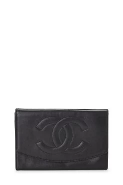 Chanel Black Lambskin Timeless 'CC' Compact Wallet