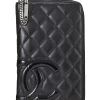 Chanel Black Quilted Calfskin Cambon Travel Wallet