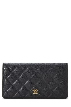 Chanel Black Quilted Caviar Yen Wallet
