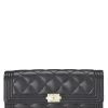 Chanel Black Quilted Caviar Boy Flap Wallet
