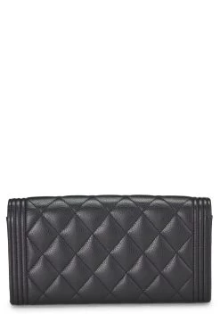 Chanel Black Quilted Caviar Boy Flap Wallet 6 Chanel Black Quilted Caviar Boy Flap Wallet -Fashion clothing Q6A2EC0FKB000 3