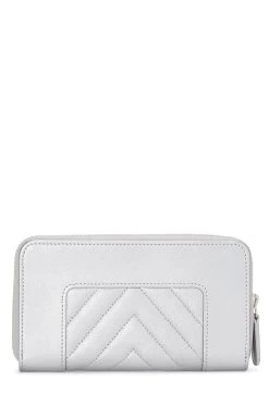 Chanel Silver Lambskin Mademoiselle Vintage Zippy 6 Chanel Silver Lambskin Mademoiselle Vintage Zippy -Fashion clothing Q6A2F01IVB000 3