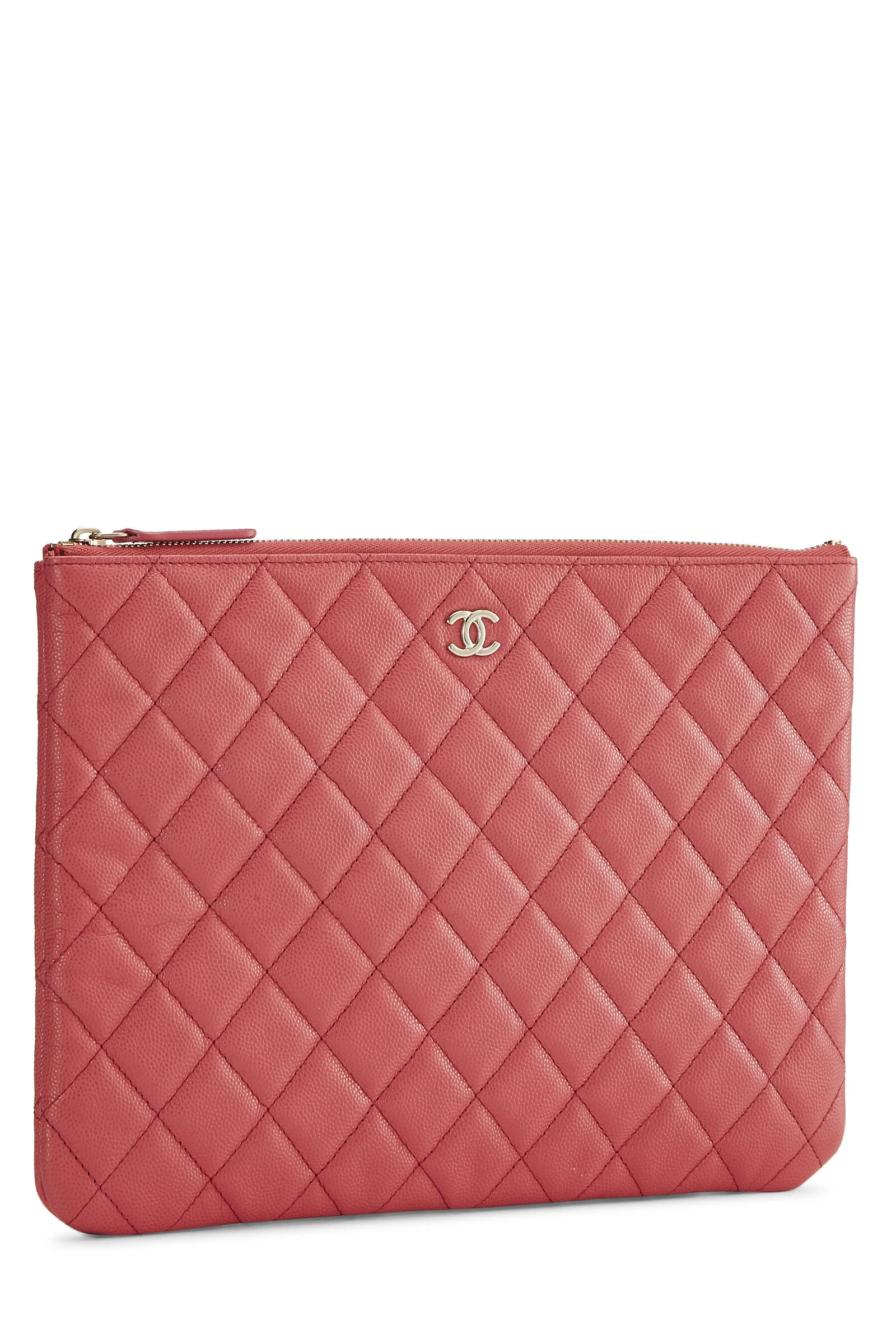 Chanel Pink Quilted Caviar O Case Zip Pouch Large 2 Chanel Pink Quilted Caviar O Case Zip Pouch Large - Image 2
