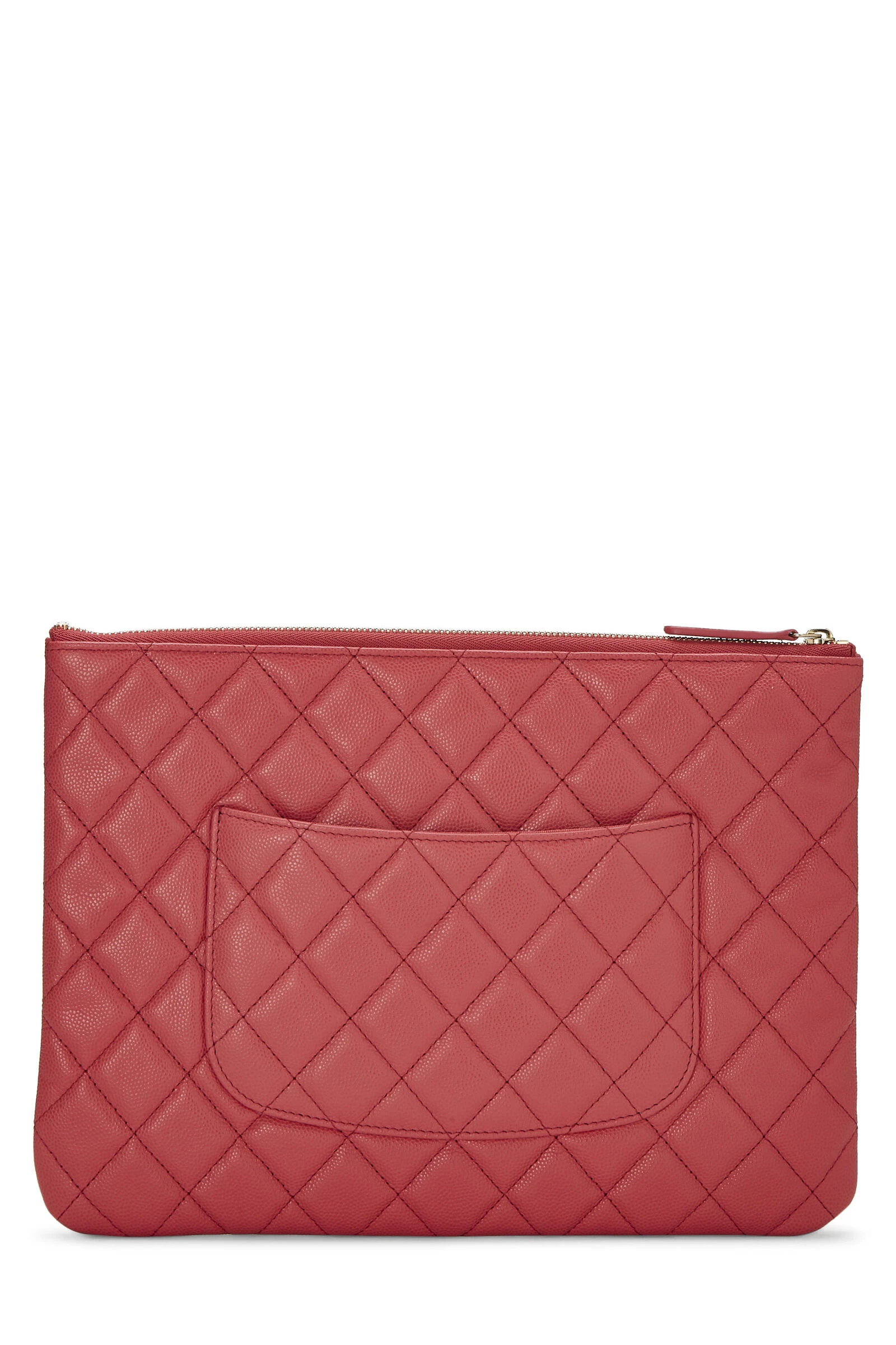 Chanel Pink Quilted Caviar O Case Zip Pouch Large 3 Chanel Pink Quilted Caviar O Case Zip Pouch Large - Image 3
