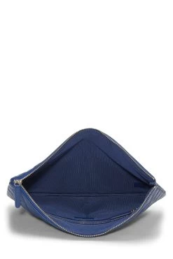 Chanel Blue Quilted Lambskin O Case Zip Pouch Large -Fashion clothing Q6A2FU1IB5000 4