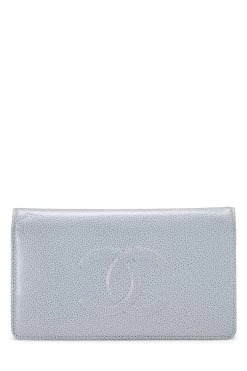 Chanel Blue Caviar 'CC' Timeless Yen Wallet
