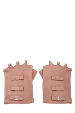 Chanel Pink Lambskin Fingerless Gloves