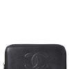 Chanel Black 'CC' Caviar Zip Around Wallet