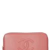 Chanel Pink Caviar 'CC' Zip Around Wallet