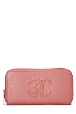 Chanel Pink Caviar 'CC' Zip Around Wallet