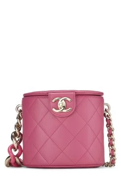 Chanel Pink Lambskin 'CC' Elegant Chain Vanity Case