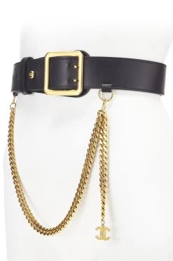 Chanel Black Leather & Gold Chain Belt 75 6 Chanel Black Leather & Gold Chain Belt 75 -Fashion clothing Q6A49W1LKB000 3