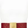 Chanel Red Quilted Leather 'CC' Buckle Belt 70